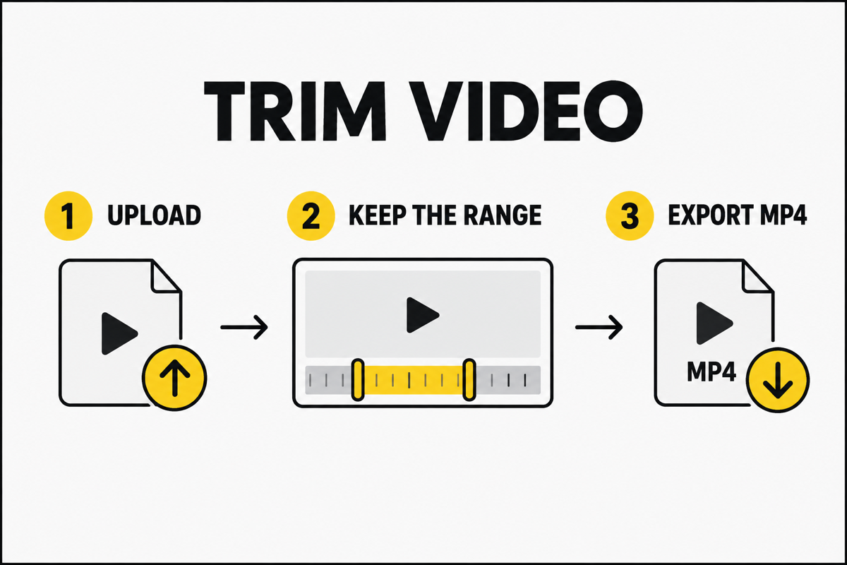 Trim workflow: upload, keep the range, export MP4