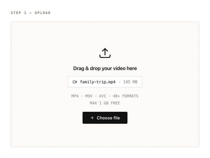 Uploading a video file to the online video compressor